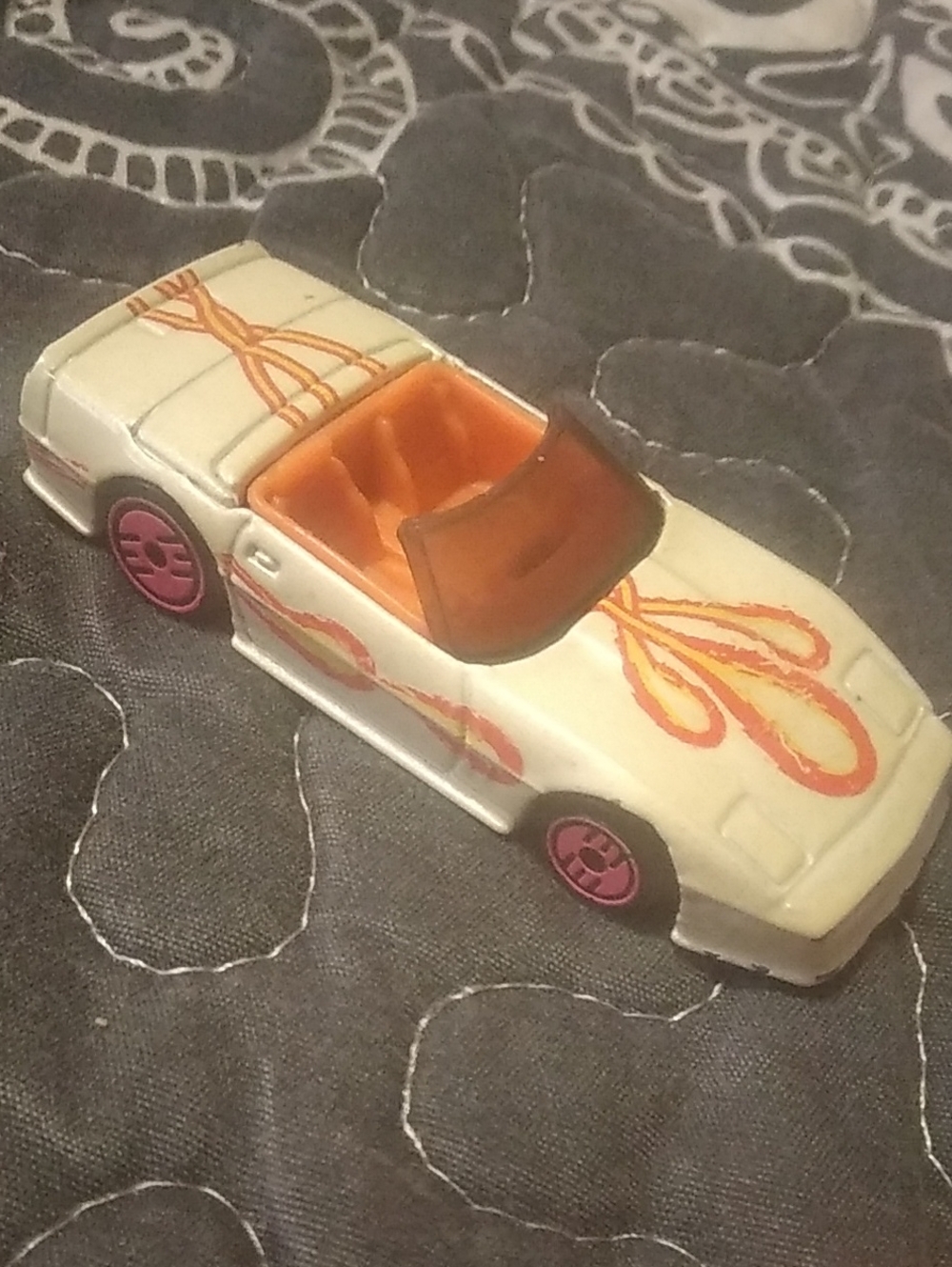 Hot Wheels White and Orange ConvertibleToy Car